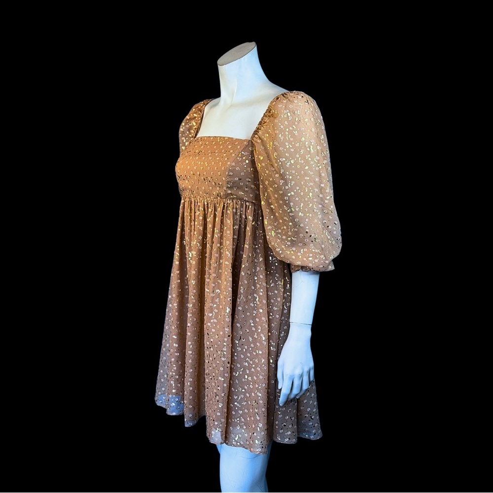 NWT Storia BABYDOLL Nude and a metallic Gold Mini Dress - Picture 8 of 10